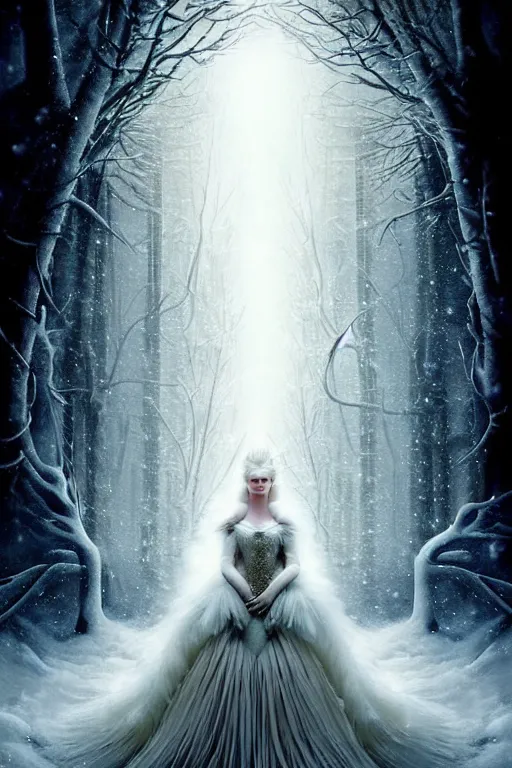 epic professional digital art of the white snow queen, | Stable ...