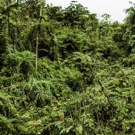 Image similar to a long abandoned city overgrown with vegetation