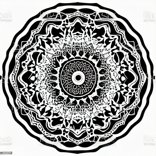 Prompt: persian mandala, vector art, detailed, black and white