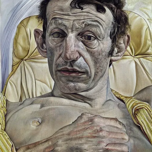 Prompt: artwork by Lucian Freud