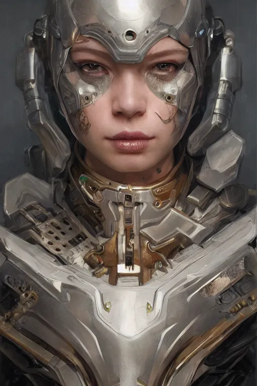 Prompt: Portrait of beautiful Ultra realistic illustration, angry female cyborg,face covered in armor ,cyberpunk, sci-fi, fantasy, intricate, elegant, highly detailed, digital painting, artstation, concept art, smooth, sharp focus, illustration, art by Yintion J , Jiang Geping and artgerm and greg rutkowski and alphonse mucha.