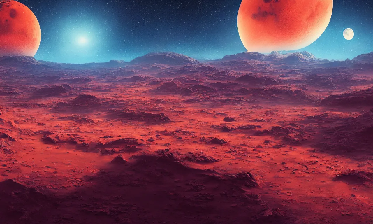 Image similar to mars and moon ground by alena aenami artworks in 4 k