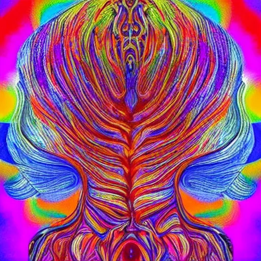 Image similar to stunning psychedelic artwork of a head shape