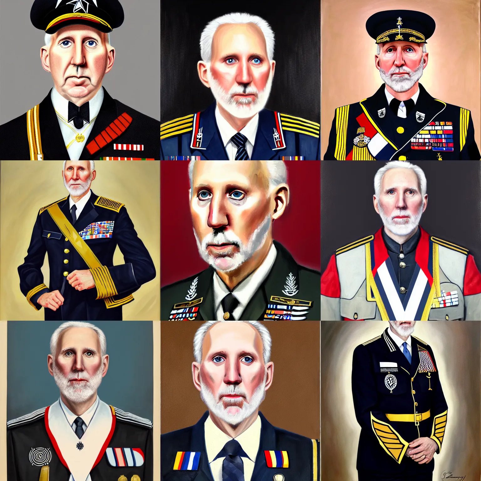 Prompt: official portrait of german chancellor gregg popovich, 1 9 3 5, in military uniform, uniform inspired by san antonio spurs, oil on canvas by william sidney mount, national archives, trending on artstation