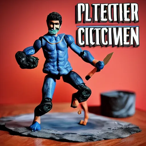 Prompt: plato's cave, stop motion vinyl action figure, plastic, toy, butcher billy style