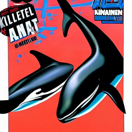 Prompt: comic book cover for'agent 4 7 vs a killer whale ', art by alex ross