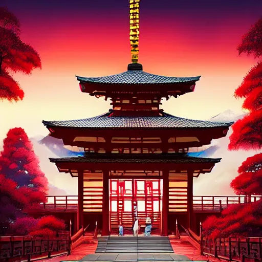 Prompt: japanese buddhist temple by anato finnstark, by alena aenami, by john harris, by ross tran, by wlop, by andreas rocha