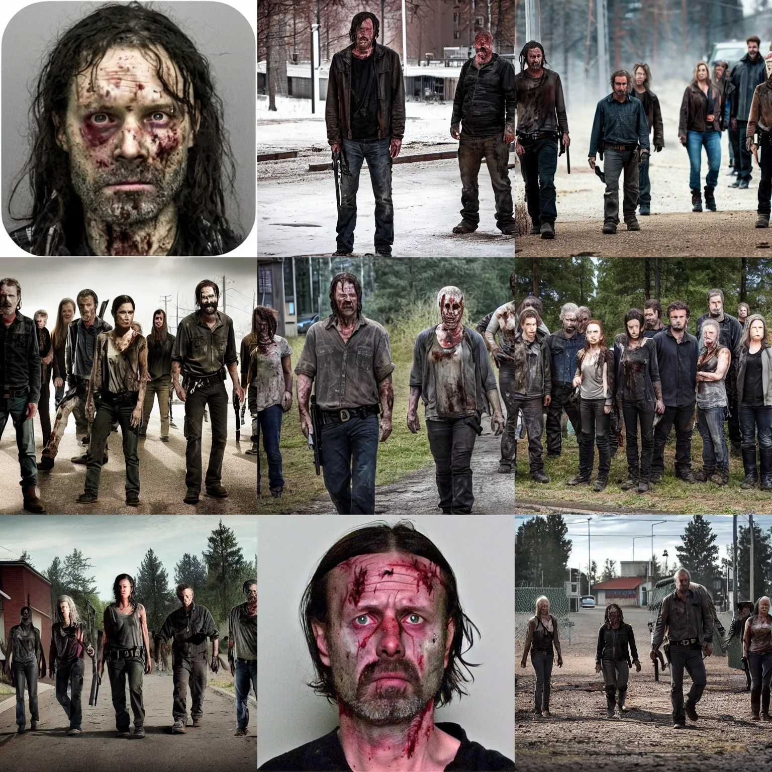 Prompt: A mugshot of The walking dead in Gävle, Sweden.