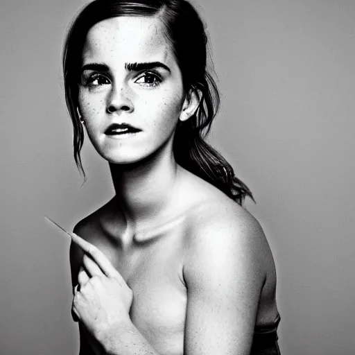 Image similar to Detailed picture of, A monster is metamorphosis into Emma Watson