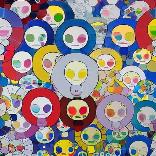 Image similar to sun shining through clouds, Takashi Murakami, Minimalist,