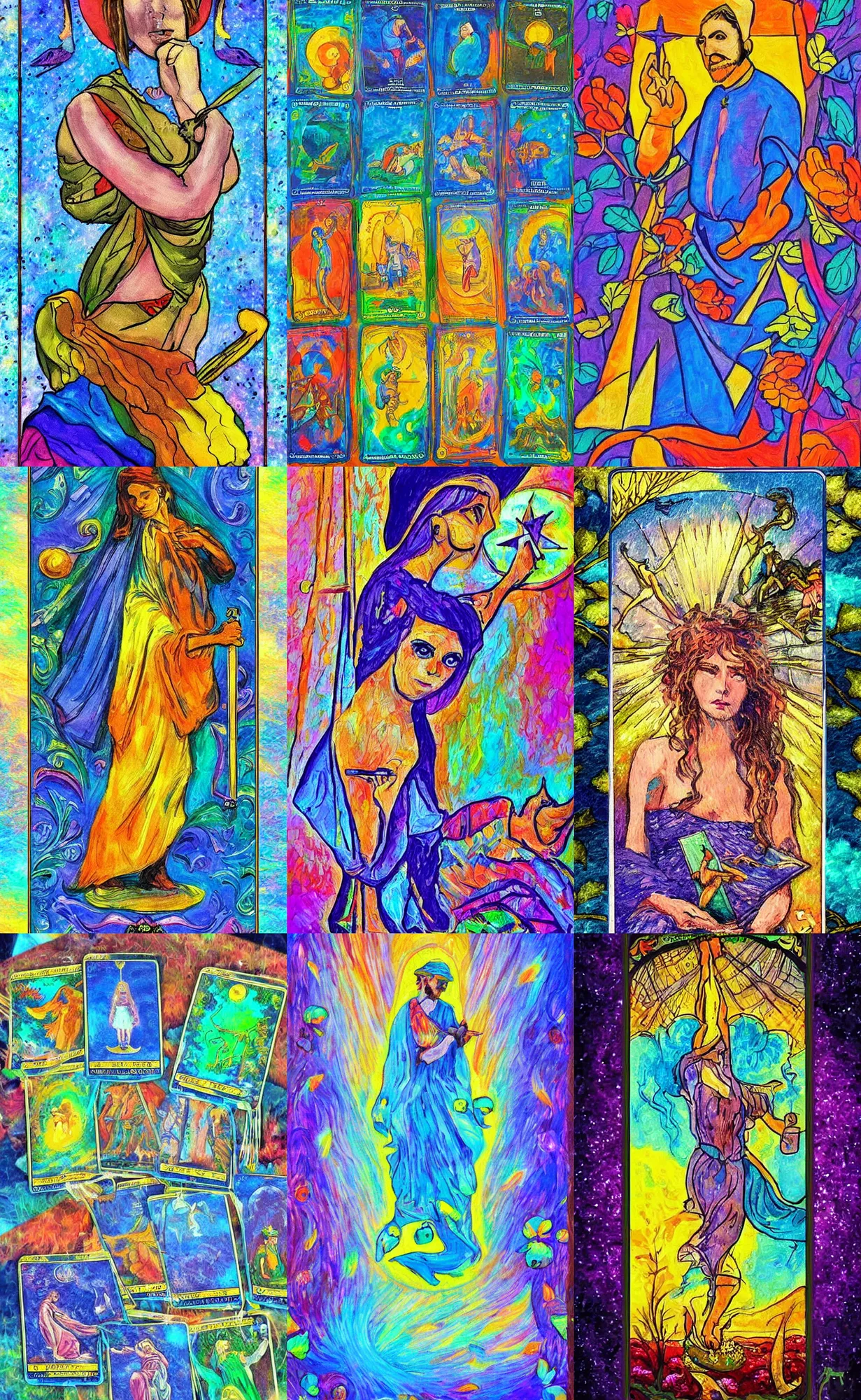 Prompt: impressionist tarot card digital painting colorful artwork trending everywhere