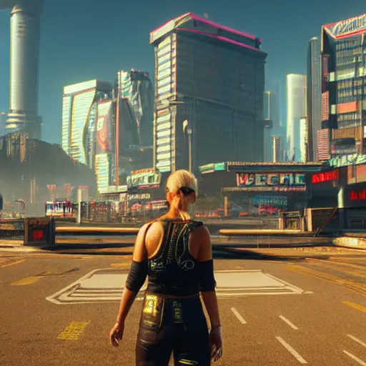 Image similar to a younger terri alden in cyberpunk 2 0 7 7, unreal engine 5 4 k, hyperdetailed photorealism