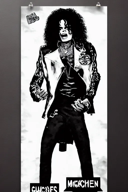 Image similar to gangsta black michael jackson afro poster as a black rapper 1 9 7 0 s, the hood, tattoos, dancing, poster tour, art work, ripped, 6 pack, rapping, grime, michael jackson, uhd, sharp, detailed, cinematic 4 k