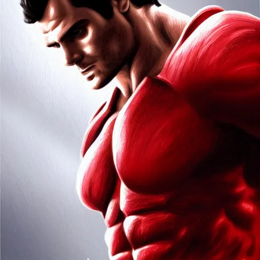 Image similar to Henry Cavill is a Greek god, gorgeous, amazing, muscular, red silk, intricate, elegant highly detailed, digital painting, artstation, concept art, sharp focus, illustration,