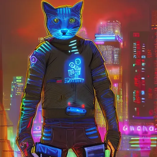 Image similar to cyberpunk cat