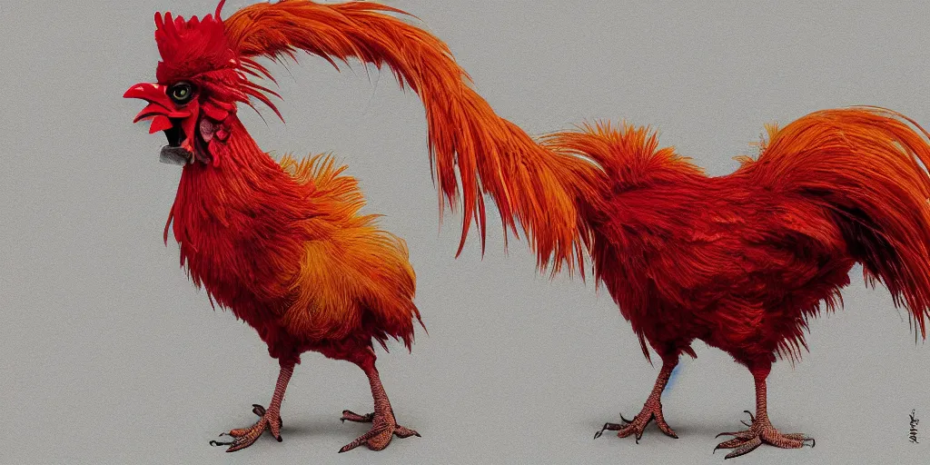 Prompt: digital painting of an angry rooster, by willian santiago and karl wilhelm de hamilton