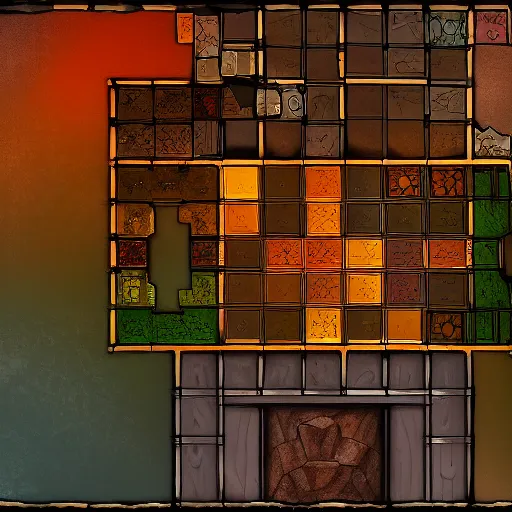 Image similar to tavern interior dungeons and dragons color map, dungeondraft, many room, fireplace