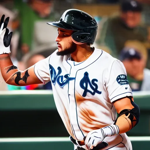 Image similar to fernando tatis jr applying cream to himself, splash art, hyper detailed, 8 k