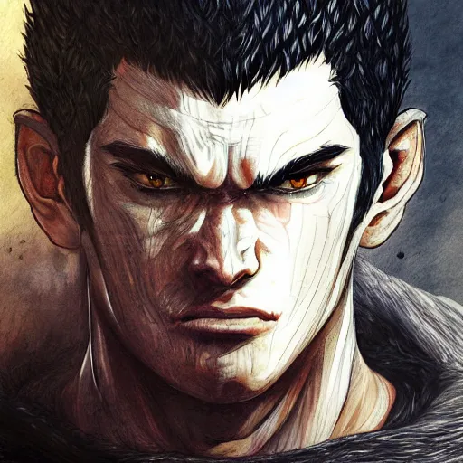 Prompt: portrait of guts from berserk,, extremely detailed, made by wlop and maxwell boas