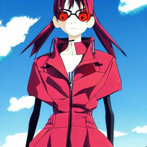 Image similar to balenciaga vetements character illustration. style gainax anime evangelion flcl official art poster