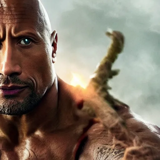 Image similar to dwayne johnson as a dungeons and dragons wizard, 4 k, detailed