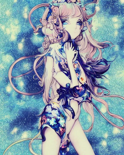 Prompt: james jean isolated deepdream vinyl figure harajuku anime character design, figure photography, dynamic pose, holographic undertones, glitter accents on figure, anime stylized, accurate fictional proportions, high delicate defined details, ethereal lighting