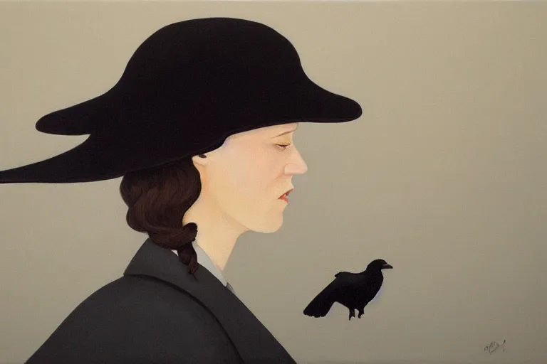 Image similar to young a woman with a raven - shaped hat artwork by tim eitel