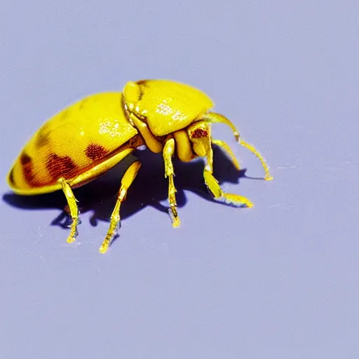 Image similar to “a pink and yellow bug on lemon 4k”