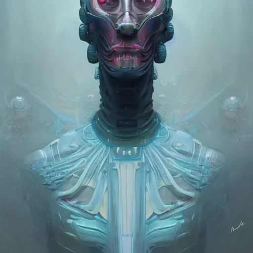 Image similar to A portrait of a robot by Wayne Barlowe, Zdzislaw Beksinski and Peter Mohrbacher, detailed, sharp, digital art, trending on Artstation