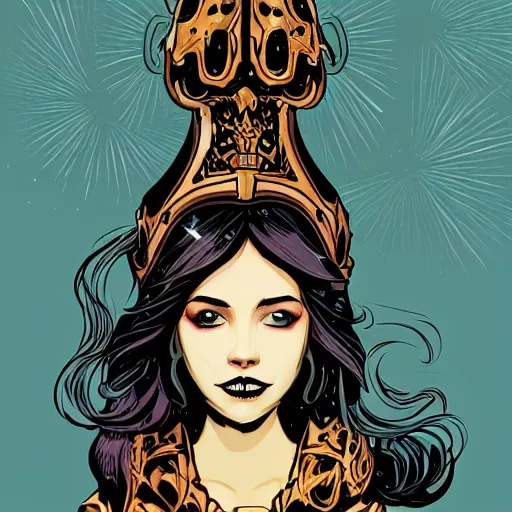 Image similar to portrait skull girl princess by petros afshar, tom whalen, laurie greasley, jc leyendecker and singer sargent