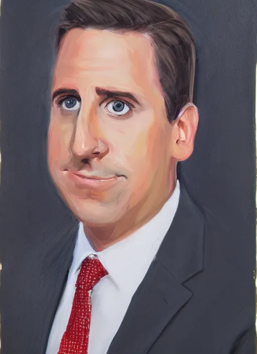 Image similar to portrait painting of michael scott