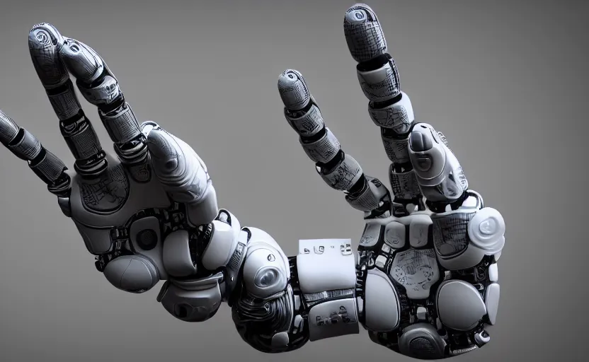 Image similar to highly detailed futuristic robotic hand, 8 k render, natural light, sharp, unreal engine