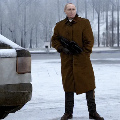 Prompt: cinematic still from a movie about putin played by colin ferrell