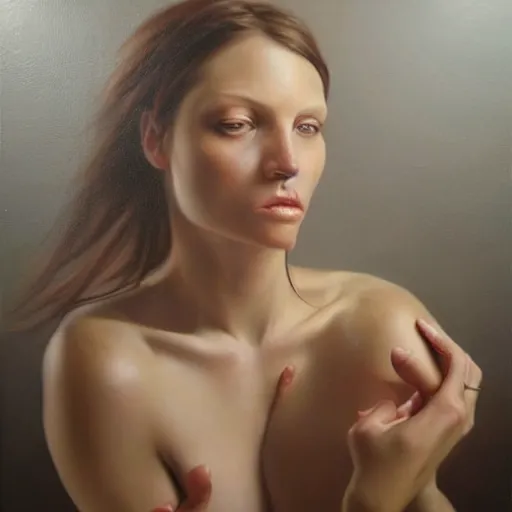 Image similar to hyper realistic oil painting by mike dargas