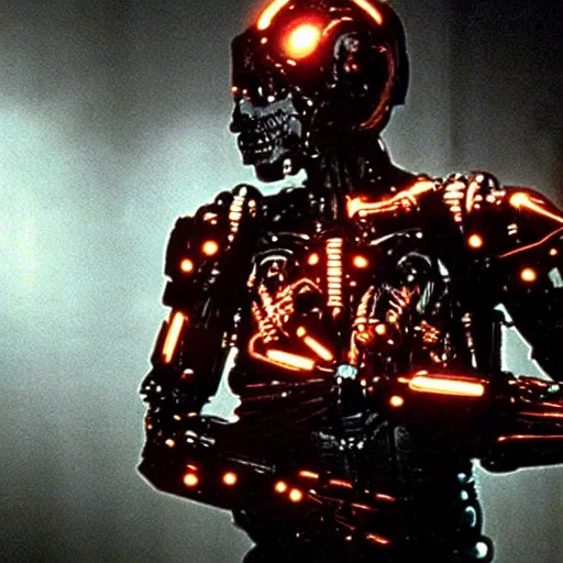 Prompt: movie still of a cool cyborg, cinematic composition, cinematic light, by wes craven