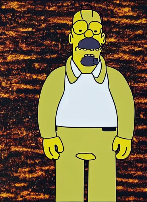 Image similar to film still of Homer Simpson as Walter White in Breaking Bad, 4k