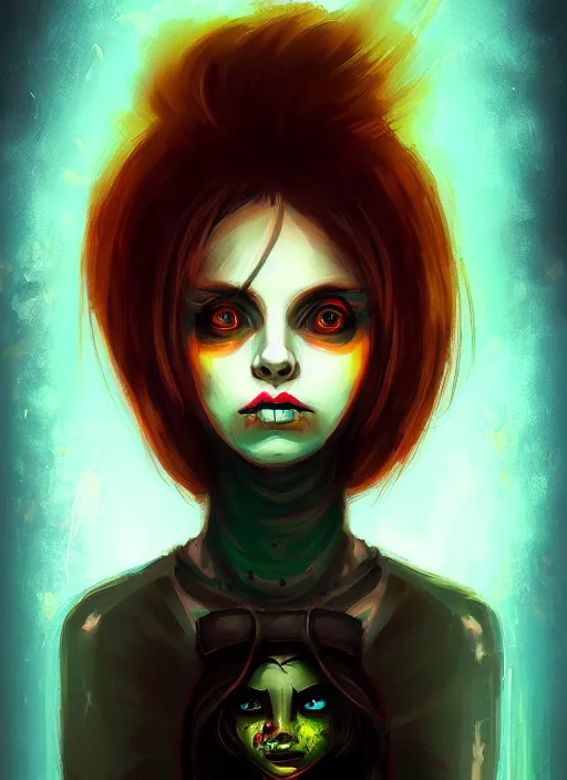 Image similar to a portrait of a pretty sewer punk young lady by anato finnstark