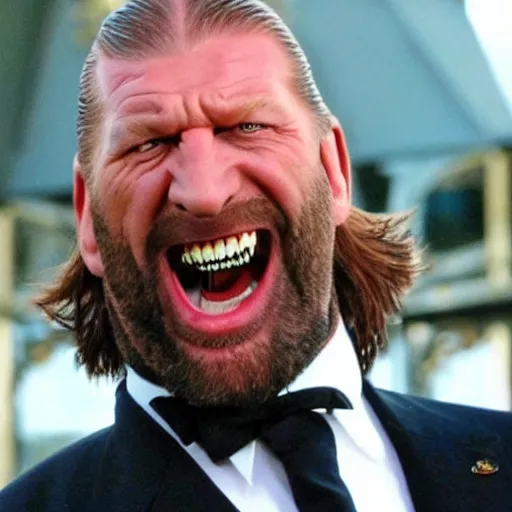 Prompt: Head-to-shoulder shot of Triple H as a Disney villain