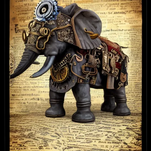 Prompt: steampunk realistic war Elephant