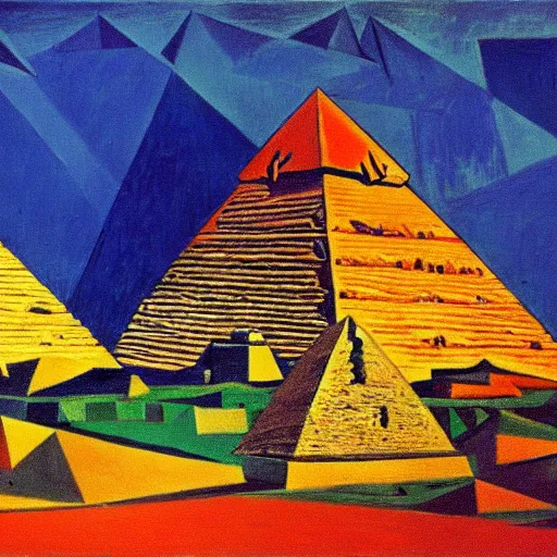 Prompt: the great pyramids by pablo picasso