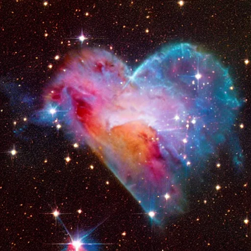 Prompt: a nebula in the shape of a heart, hubble