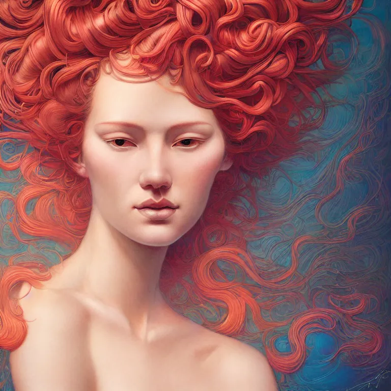 Image similar to woman with coral reef hair portrait soft light painted by james jean and moebius and erik jones, inspired by mary jane ansell, smooth face feature, intricate oil painting, high detail illustration, sharp high detail