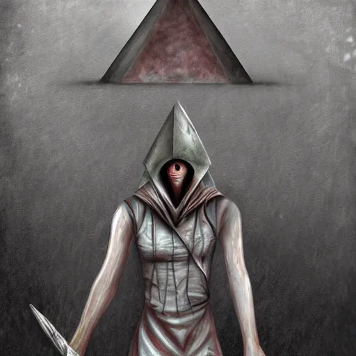Image similar to Pyramid Head, Silent Hill, digital art, highly detailed