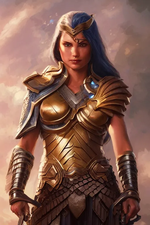 Image similar to amazon valkyrie athena, d & d, fantasy, portrait, highly detailed, headshot, digital painting, trending on artstation, concept art, sharp focus, illustration, art by artgerm and greg rutkowski and magali villeneuve