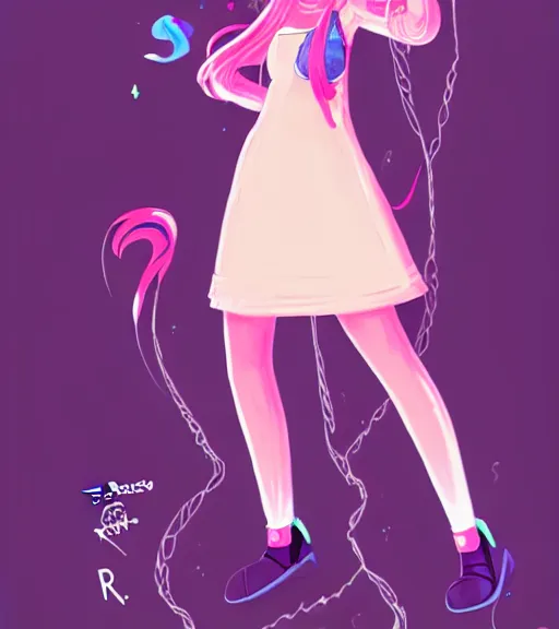 Image similar to female character inspired by 9 0's fashion and by madeline from celeste, art by rossdraws