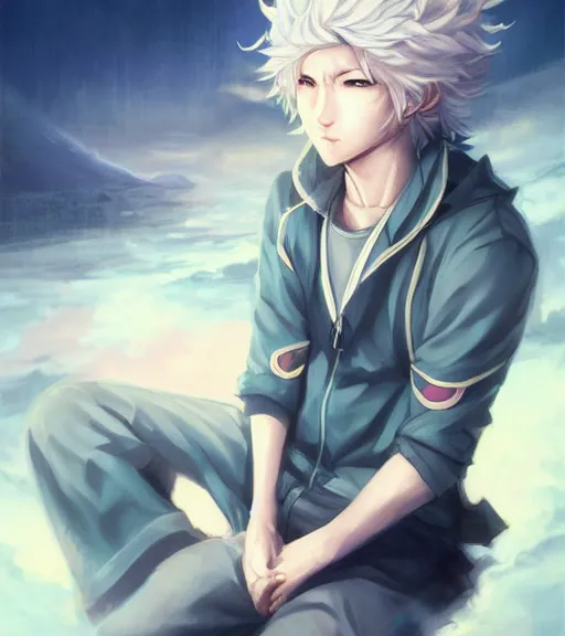 Image similar to ! dream nagito komaeda having a peaceful evening, art by stanley lau, artgerm, rossdraws, ross tran, sakimichan, cyarine, beautiful art