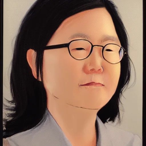 Prompt: police psychologist dr. tracy wong, portrait by josh miels