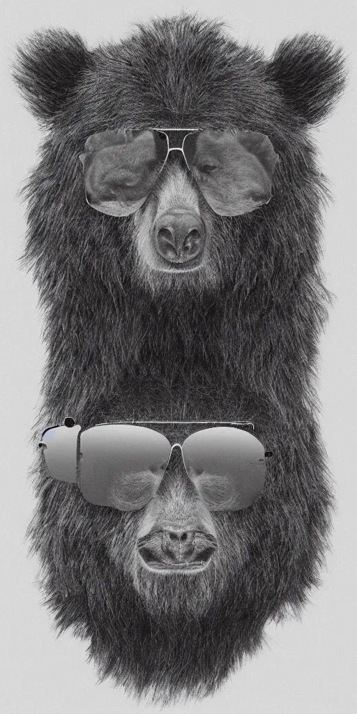 Prompt: a detailed portrait of a hairy humanoid creature with a bear like face wearing aviators