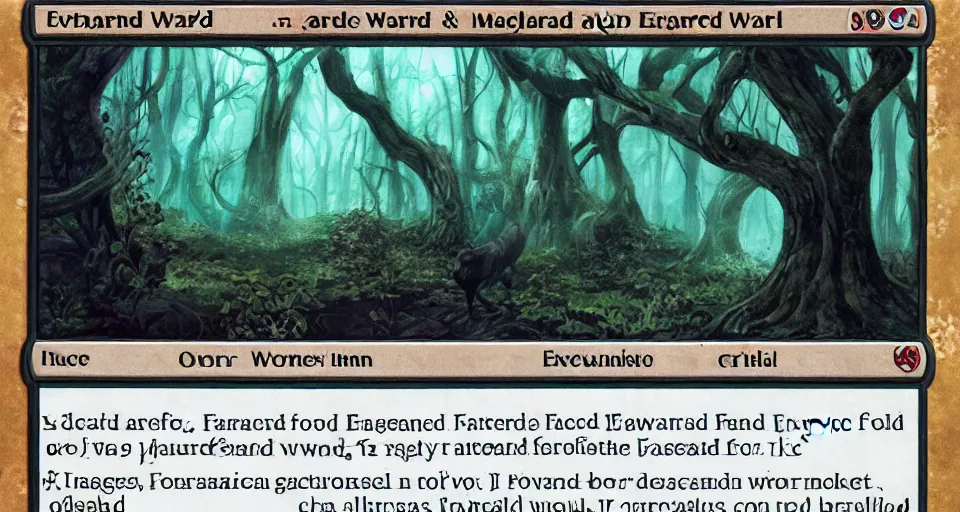 Image similar to Enchanted and magic forest, from Magic the gathering