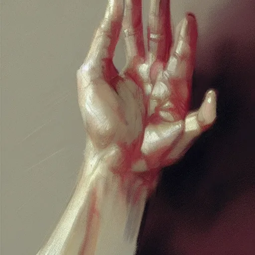 Image similar to a human hand (5 fingers) sketch, painting by Craig Mullins, 4k, octane, digital painting, artstation, concept art, sharp focus, illustration, art by artgerm and greg rutkowski and alphonse mucha,